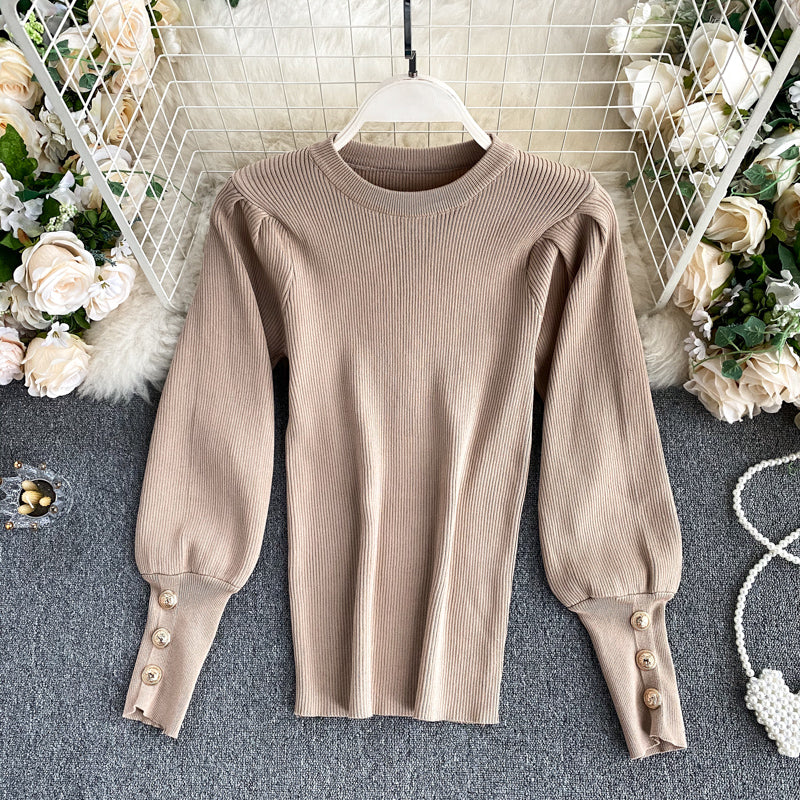 New top women round neck puff sleeves