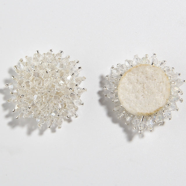 20PCS 37MM 1.4" Shiny Pearls Sequin Beaded Flower Rhinestone Buttons For Shoes Dress Decoration Crystal Jewelry Craft Project