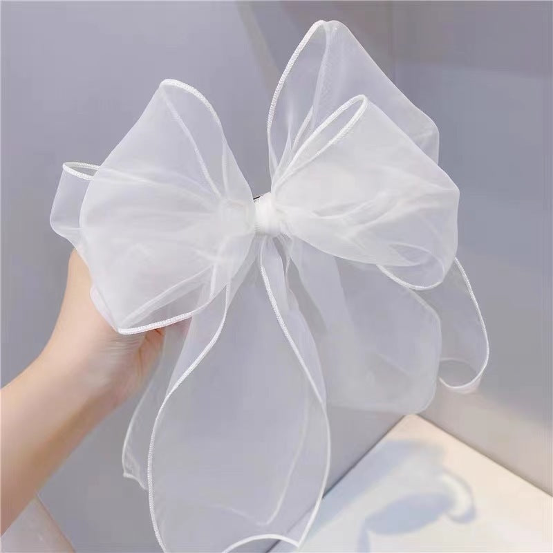 Yarn Women's Fabric Mesh Bow Top Hair Clip Lace