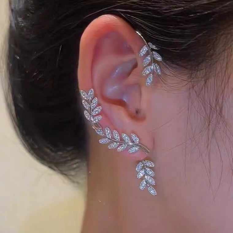 Super Flashing Diamond Earrings With Butterfly Ear Clip Earrings All-in-one Earrings