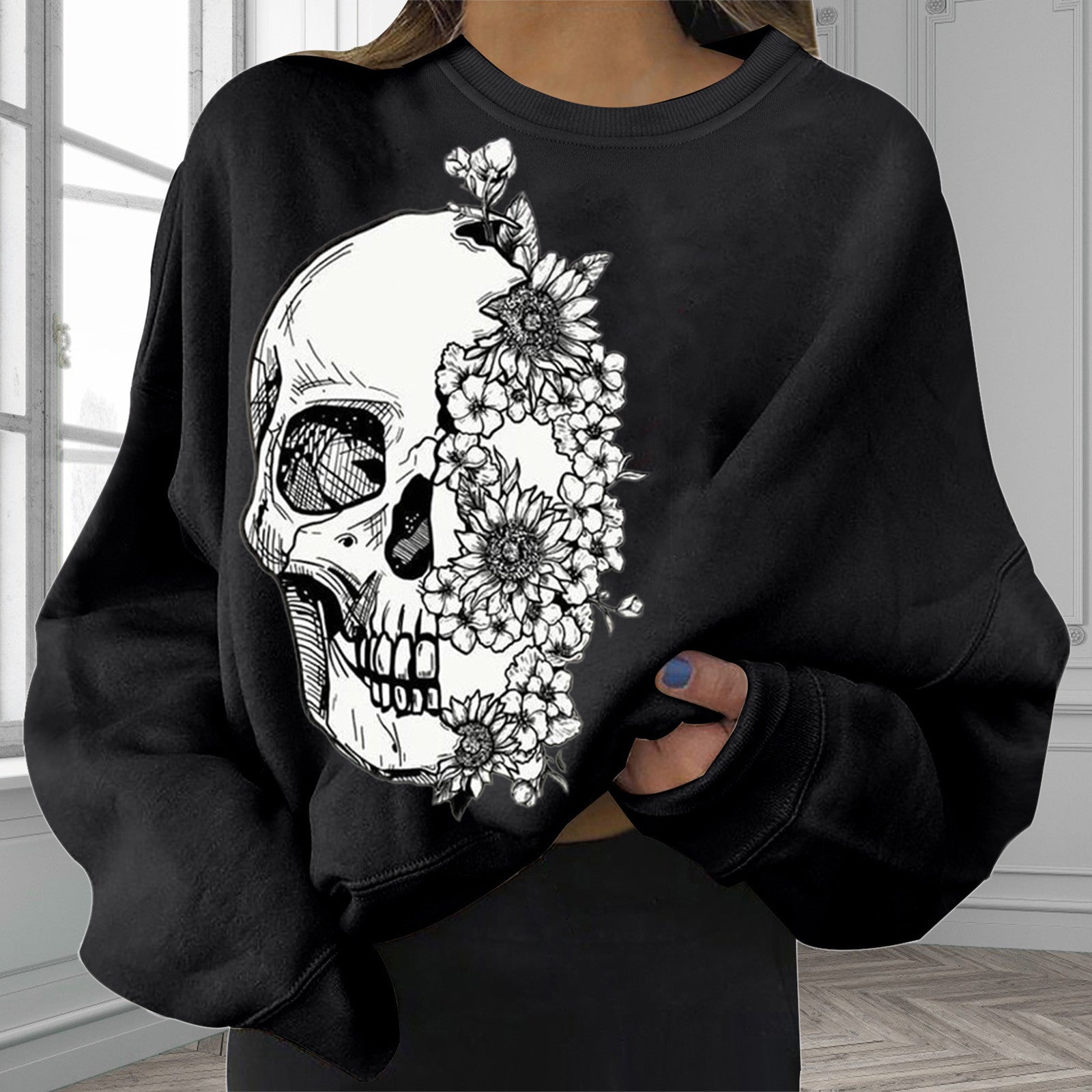 Women's Loose Plus Size Printed Slim Sweater