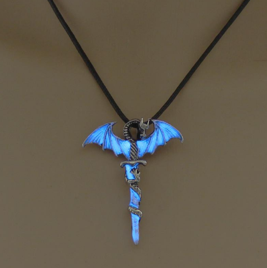 Glow In The Dark Dragon Sword Necklace