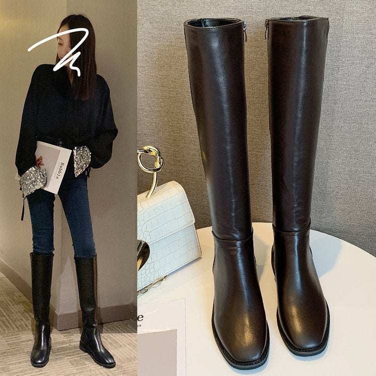 Women's thick heel mid-heel over the knee boots women