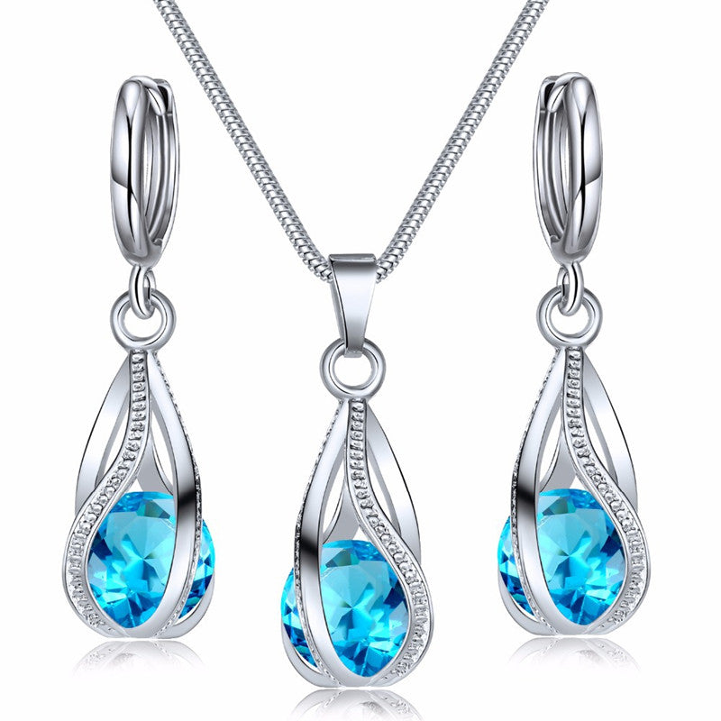 Two-piece Zircon Crystal Pendant Earrings