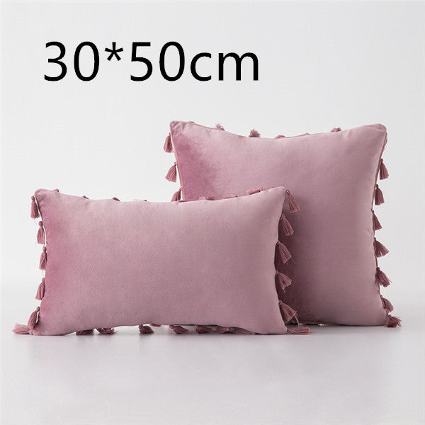Tassel velvet sofa pillowcase