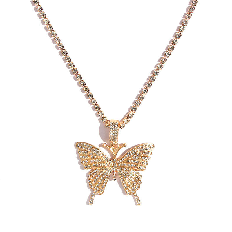 Rhinestone butterfly necklace