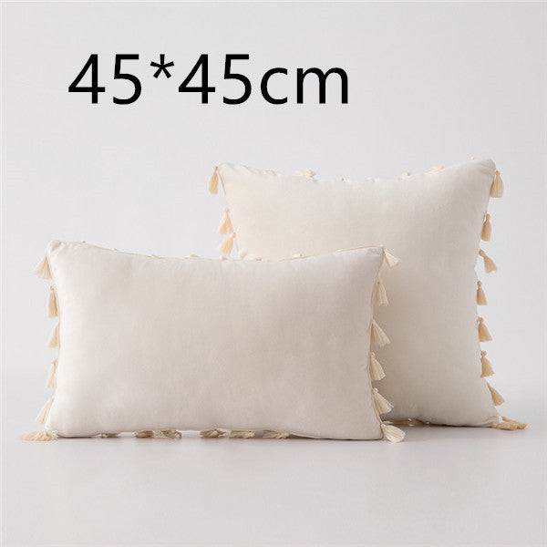 Tassel velvet sofa pillowcase