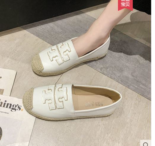 Little fragrant wind grass woven fisherman shoes female spring 2021 new one-legged lazy shoes fairy wind peas shoes