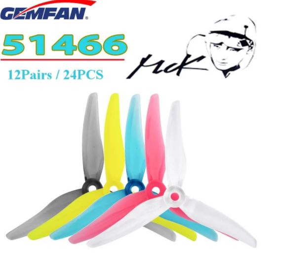 Gemfan Hurricane MCK 51466 5.1X4.66X3 3-Blade PC Propeller for RC FPV Racing Freestyle 5inch 5.1inch 4S 6S Drones Nazgul5 XL5 V4
