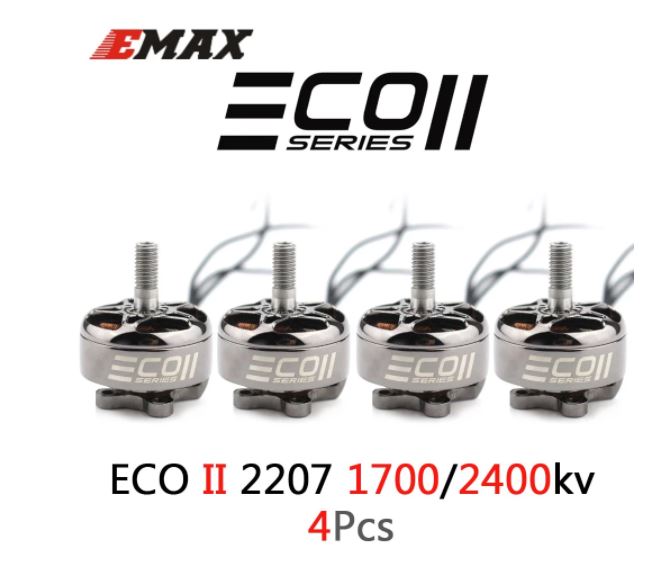 4PCS Upgrated Emax ECO II Series 2207 1700/1900/2400KV 3-6S Brushless Motor 4mm Bearing Shaft for RC Drone Quacopter FPV Racing