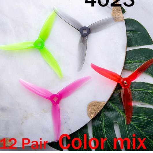 24pcs/ 12 pairs Gemfan 4023 1.5mm 4inch 3 blade/ tri-blade Propeller Props CW CCW Compatible T-motor for FPV Racing Drone