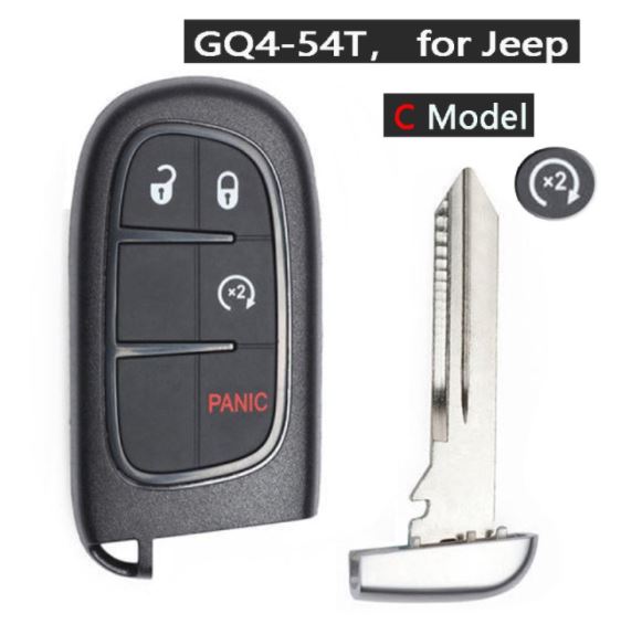 KEYECU 433MHz 4A PCF7953M Chip GQ4-54T 2+1/ 3+1/ 4+1 4 5 Button Smart Remote Key Fob for Jeep Cherokee 2014 15 16 17 18 19 2020
