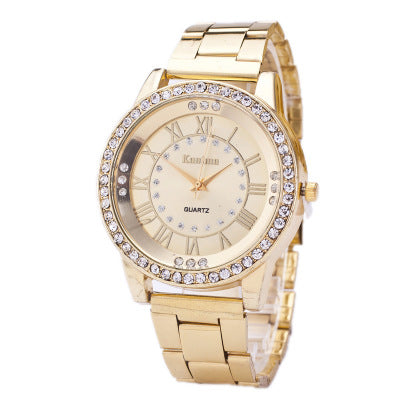 Diamond-studded mesh plate Personality scale High-grade steel belt sports and leisure watch