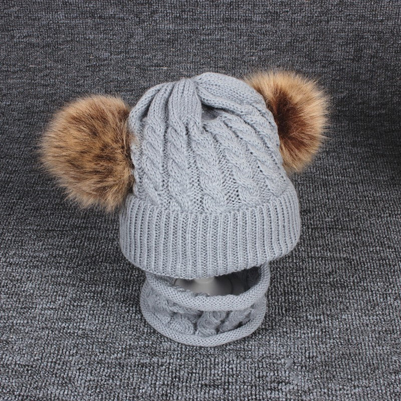 Children's wool hat scarf set