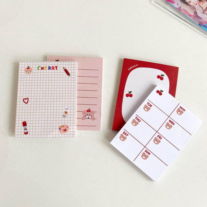 Cute Cherry Bear Memo Pad Can Be Teared And Portable