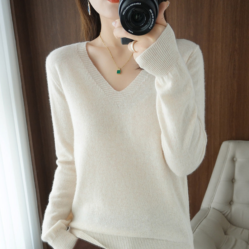 Women's Sweater Knit Bottoming Shirt Autumn And Winter Short Long Sleeves Slim Slimming