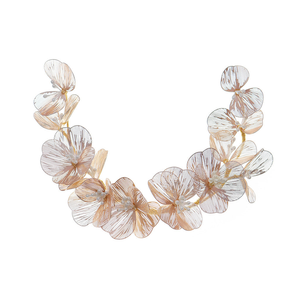 Handmade gold silk petal headband