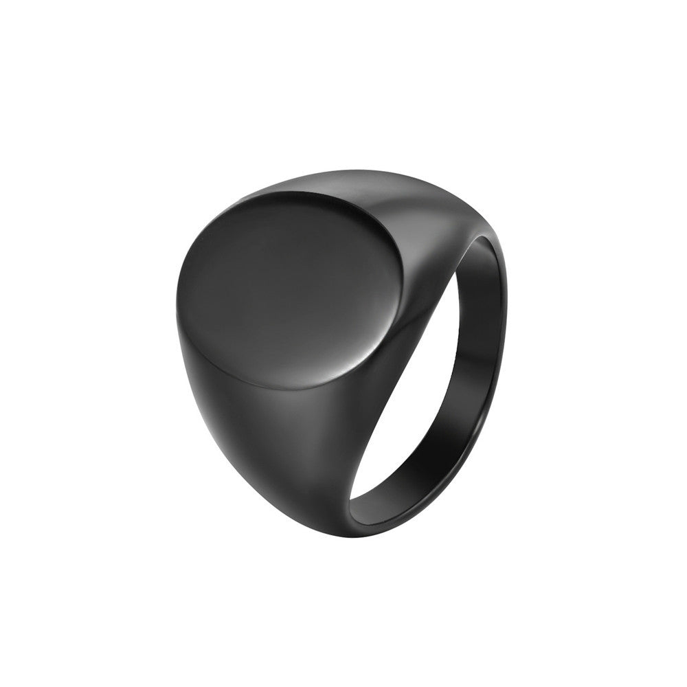 Fashion Simple Glossy Oval Titanium Steel Ring