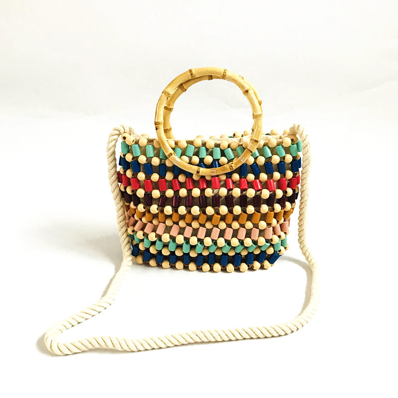 Women's Handmade Pearl Braided Shoulder Bag