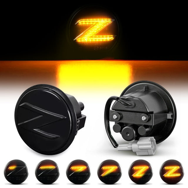 2Pcs Led Dynamic Amber Side Marker Lights Turn Signal Sequential Blinker Lamps For Nissan 370z Coupe Nismo Z34 2009-2020 Canbus