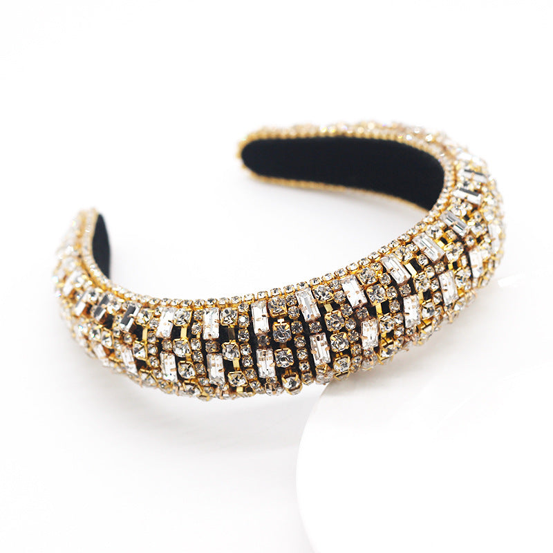 Fashion Shiny Full Rhinestone Wide Edge Rhinestone Headband