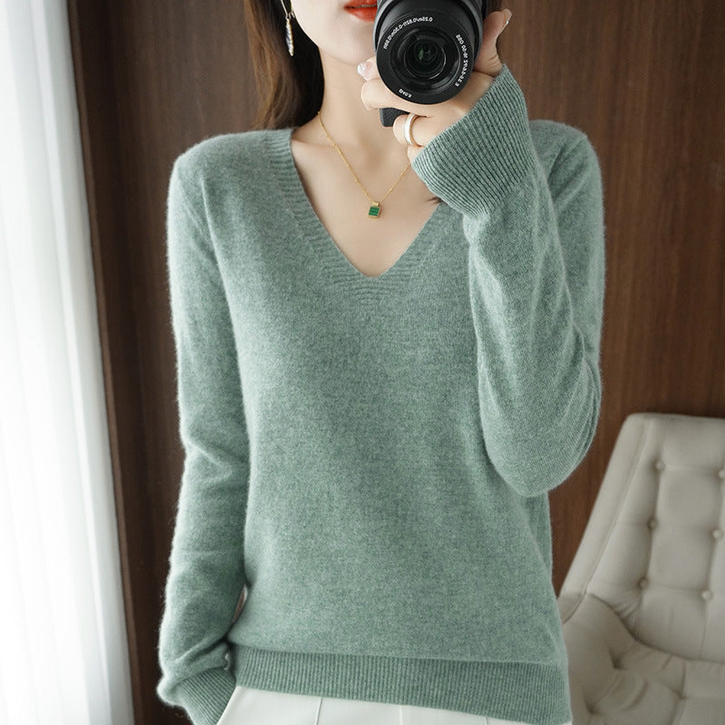 Women's Sweater Knit Bottoming Shirt Autumn And Winter Short Long Sleeves Slim Slimming