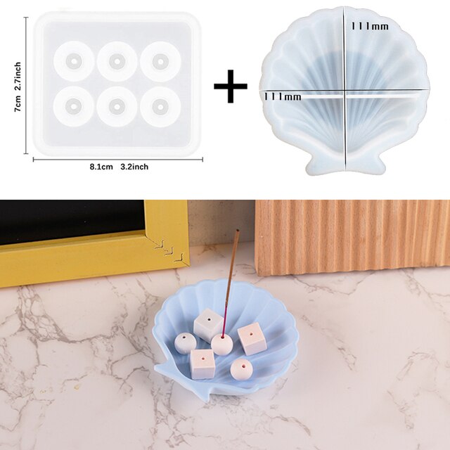 2pcs Incense Tray Silicone Mold Set DIY Concrete Ball Cube Shape Aromatherapy Incense Insert Mould Home Craft Making Decoration