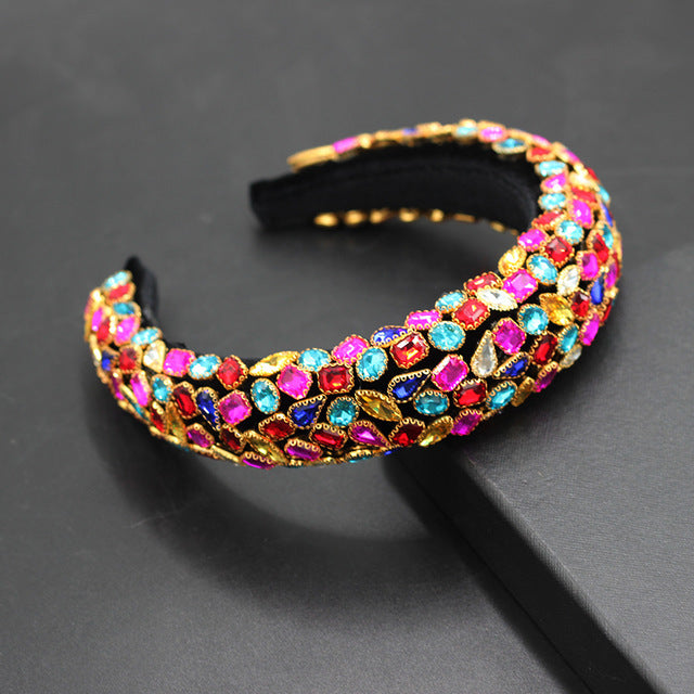 Fashion Shiny Full Rhinestone Wide Edge Rhinestone Headband