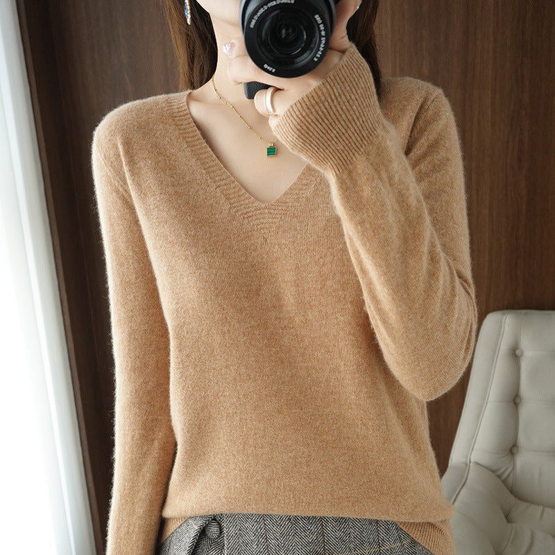 Women's Sweater Knit Bottoming Shirt Autumn And Winter Short Long Sleeves Slim Slimming