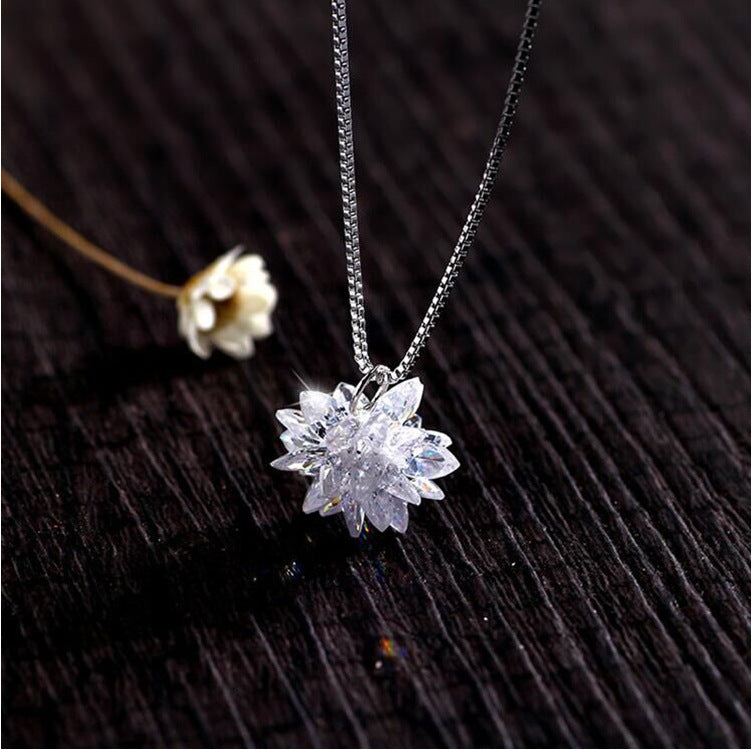 Zircon Small Flower Korean Style Hot Short Necklace Women