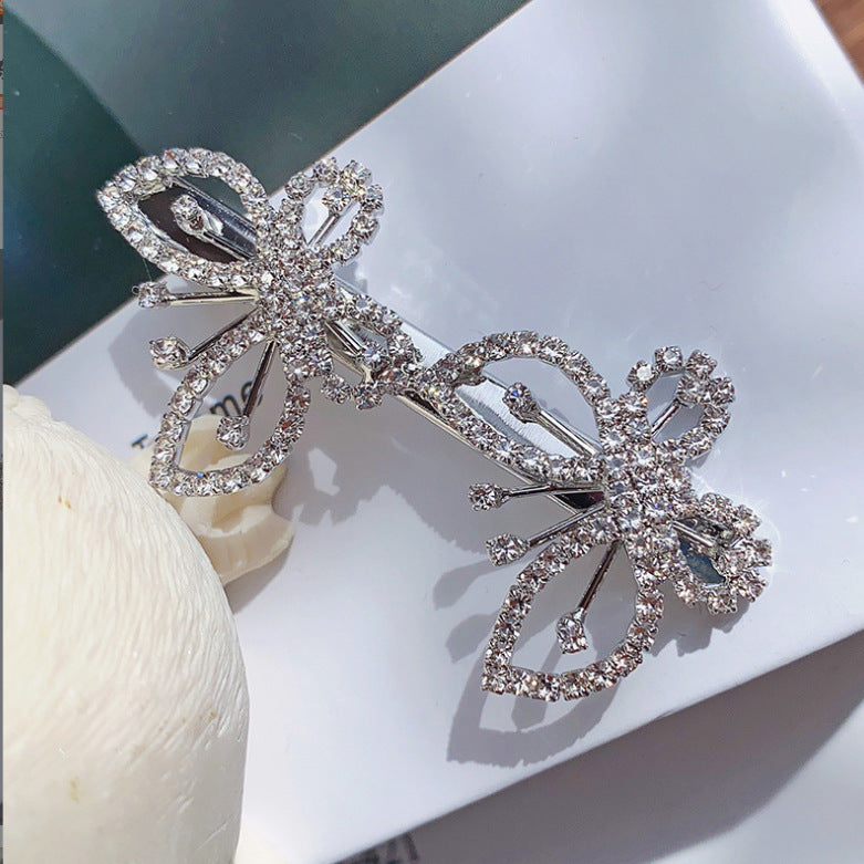 Bowknot Hairpin Bangs Headdress With Diamonds