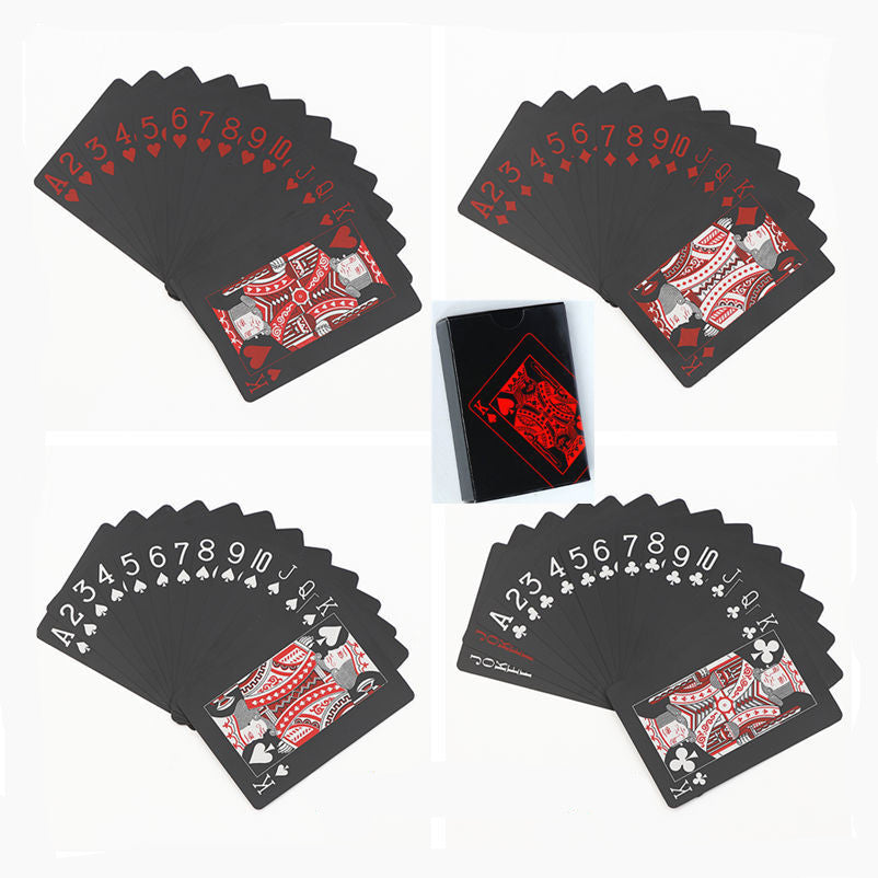 54 Pieces Waterproof PVC Black Plastic Playing Cards Set Poker Cards Texas Poker Card Classic Pokers Family Gather Game Props