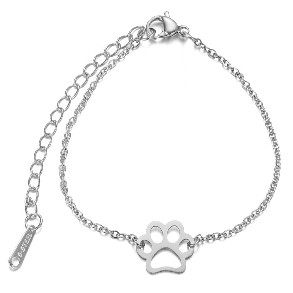 Stainless steel cute dog paw bracelet