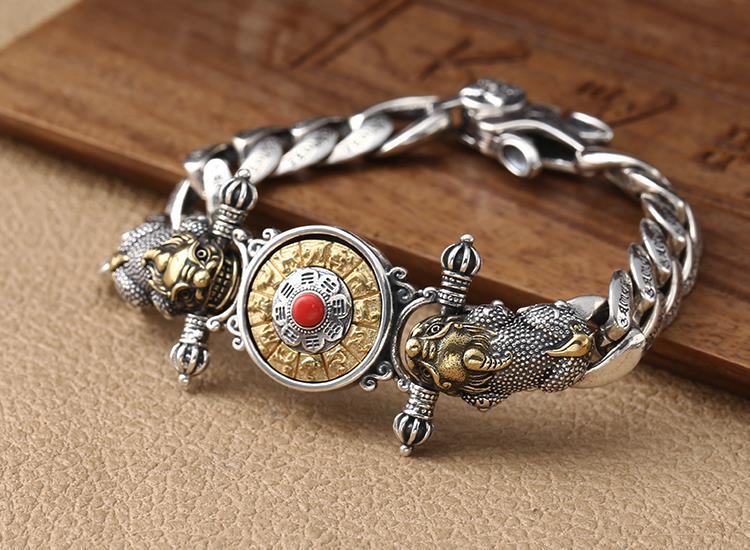 Vajra Pixiu Turning Retro Bracelet Male