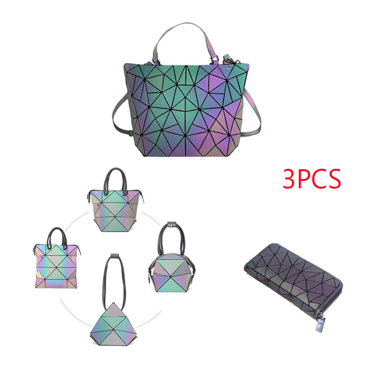 Luminous Makeup Bag Lattice Design Geometric Bag