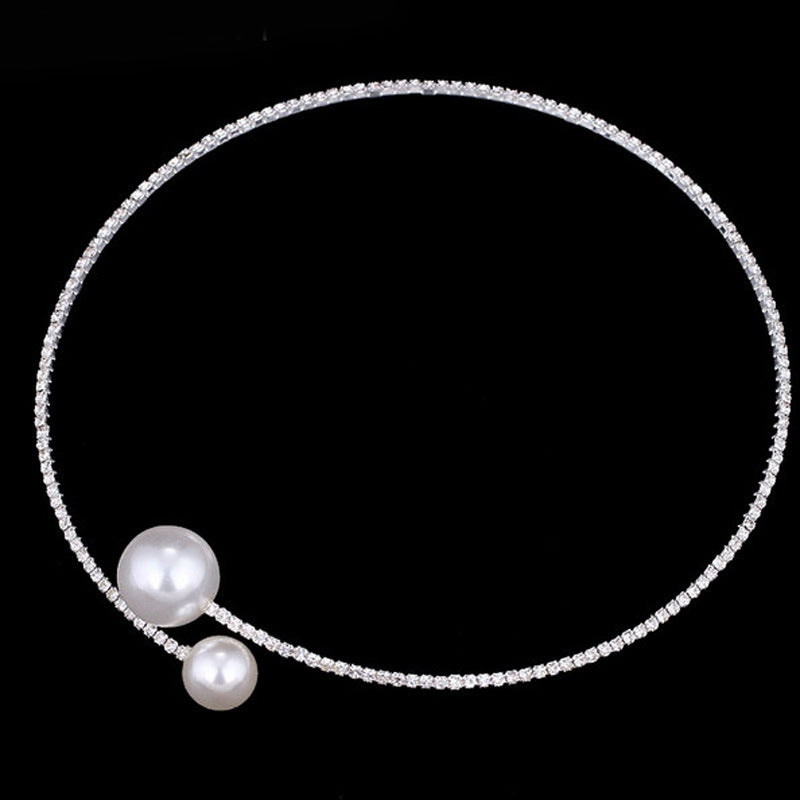 The bride wedding accessories crystal pearl diamond drill collar Necklace Bracelet Adjustable two piece suit