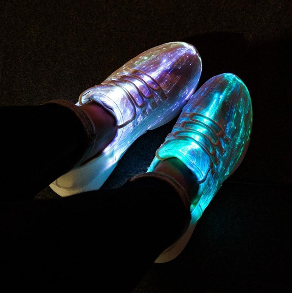 Fiber Optic LED Shoes USB Recharge Glowing Sneakers Man Llight Up Shoes