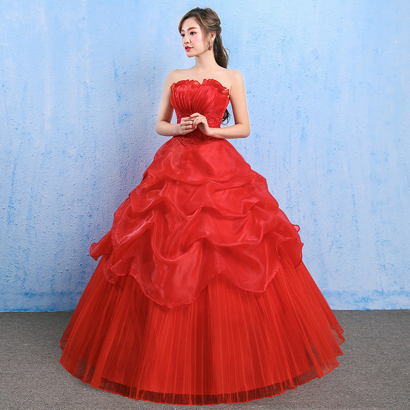 The new spring and summer 2020 Korean wedding dress bride bra size women Qi red lace was thin