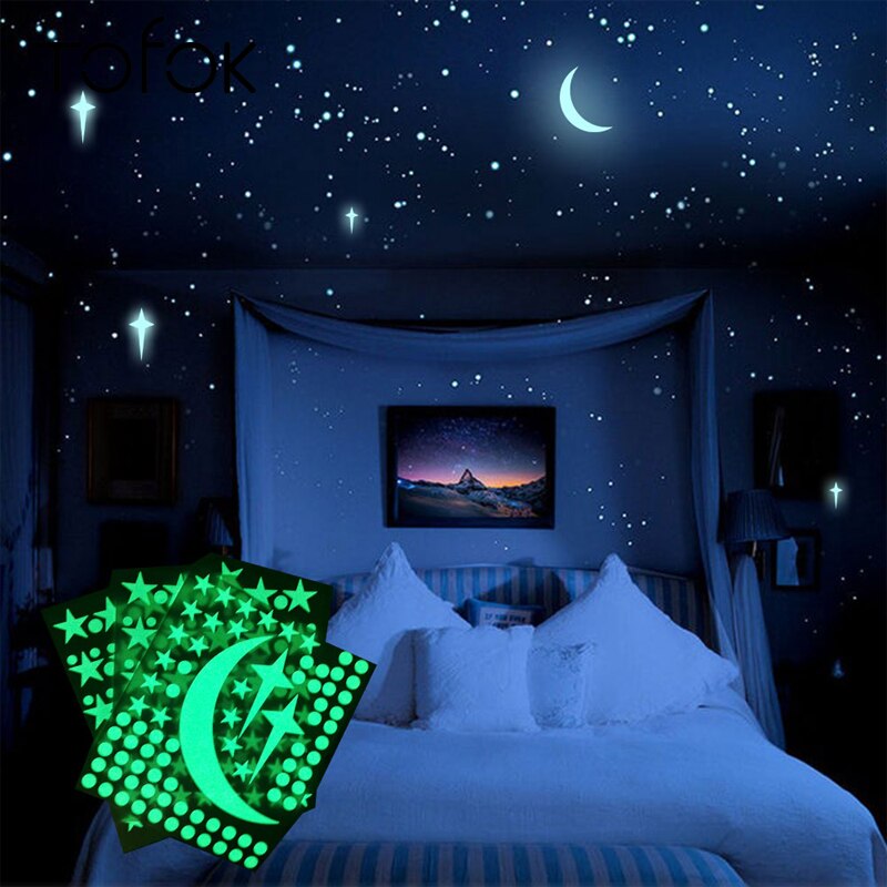 Stars moon dots cross star fluorescent sticker