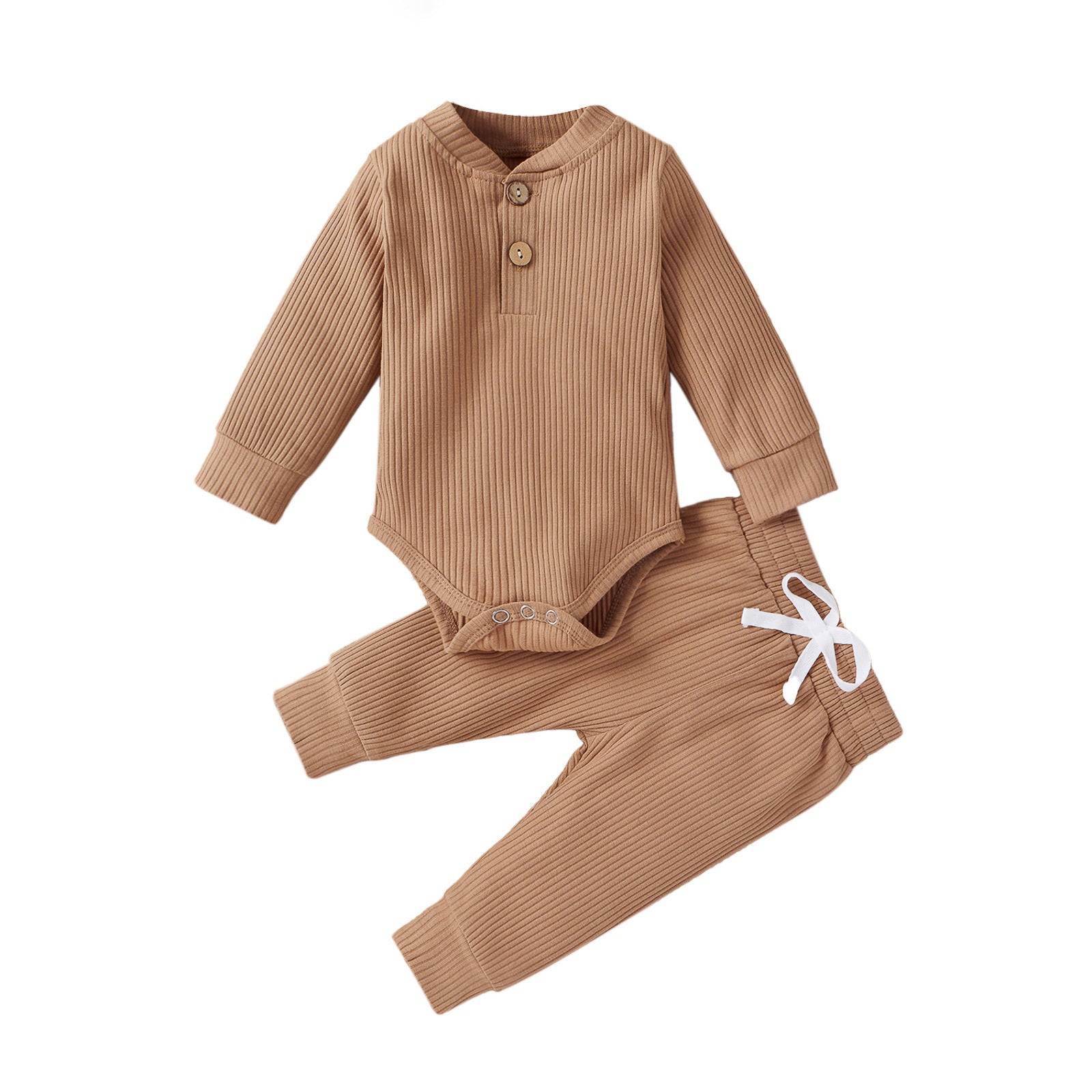 Boys And Girls Stand-up Collar Jumpsuit Long-sleeved Romper Trousers Two-piece Set