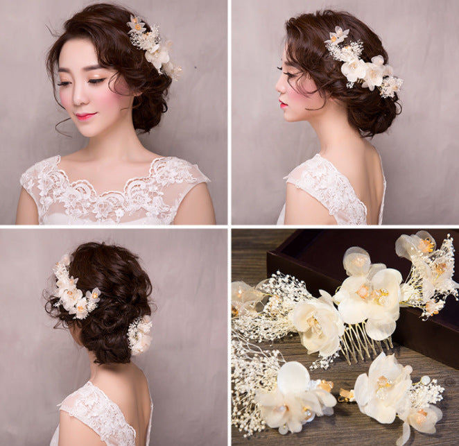 Wedding Dress With White  Comb And Hair Accessory Set