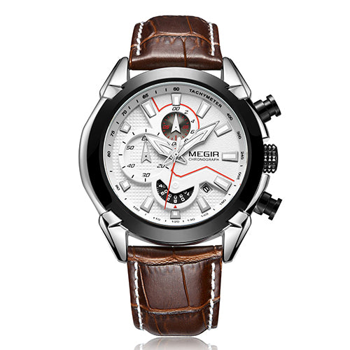 Multifunctional Watch Men's Leather Three-dimensional Dial Quartz Watch