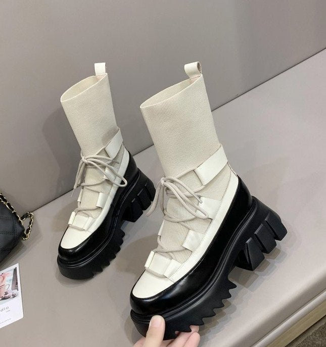 Women Fashion Short Tube Strap Elastic Ankle Boots