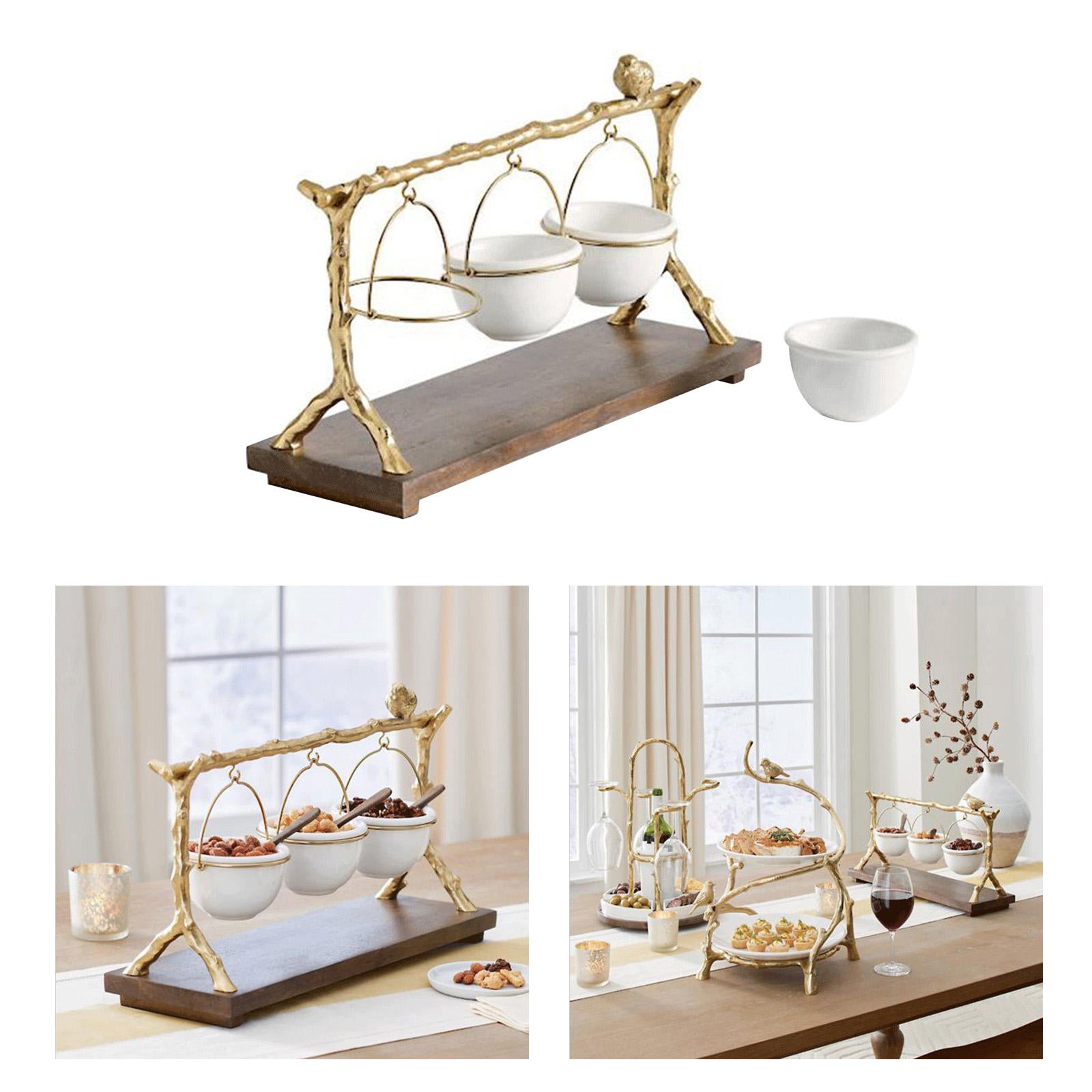 Resin Ornaments Golden Oak Branch Snack Bowl Rack