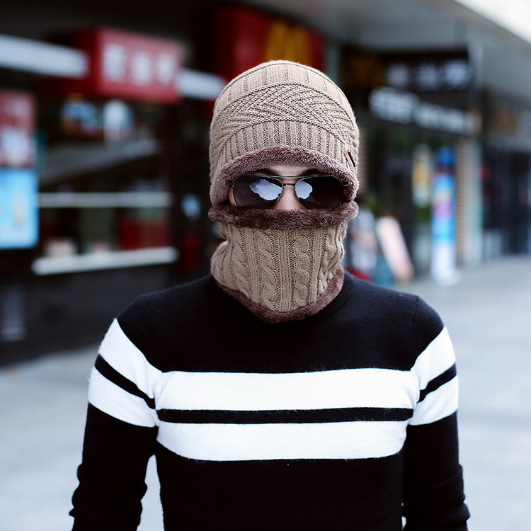 Men's knitted hat with woolen cap