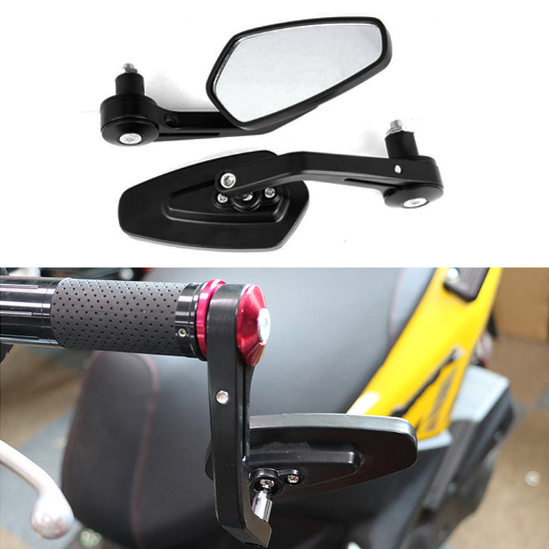 Motorcycle Modified Diamond-shaped Curved Bar Handlebar Rearview Mirror