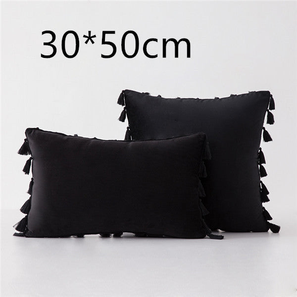 Tassel velvet sofa pillowcase