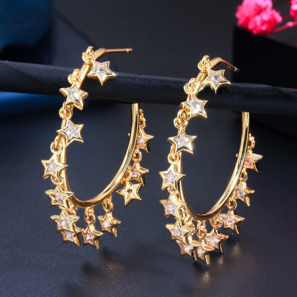 Ladies Celebrity Tassel Hoop Earrings