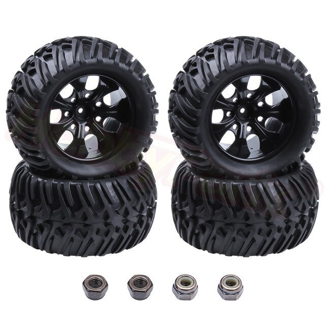 4PCS 1/10 RC Monster Truck Tires & Wheels 12mm Hex For RC Car HSP BRONTOSAURUS Himoto Traxxas HPI Redcat