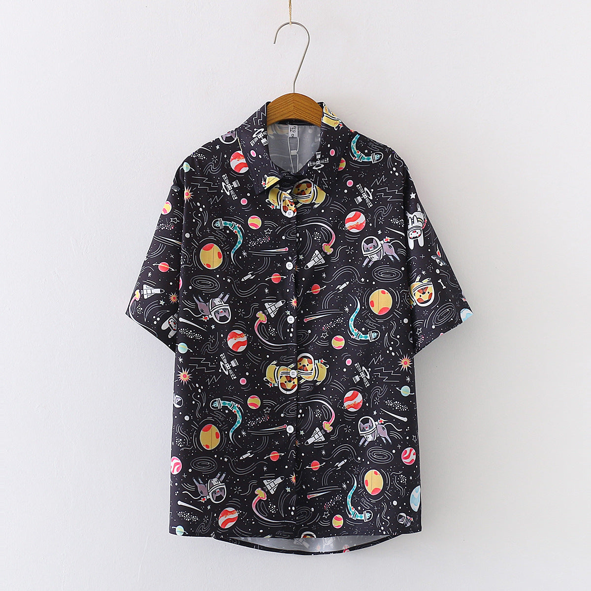 Korean All Match Spaceship Print Shirt